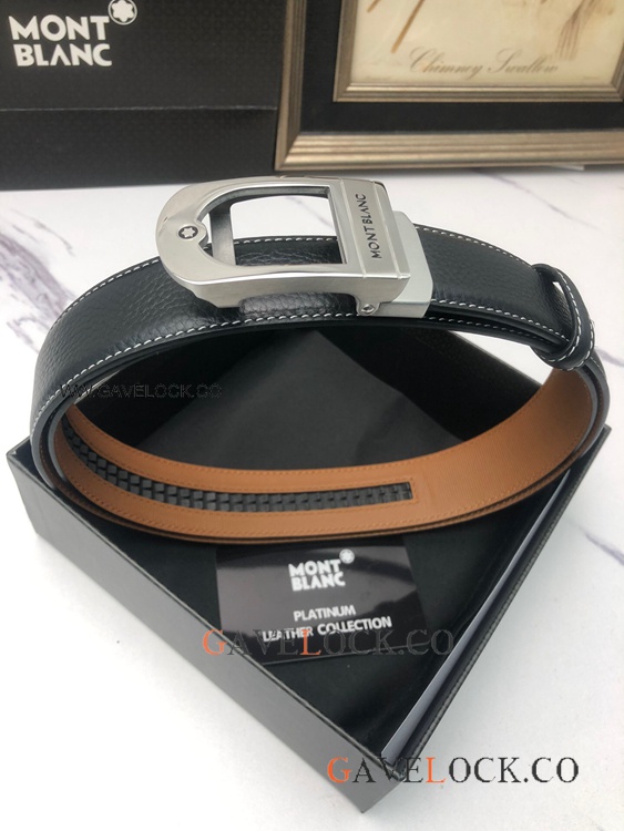 Replica Montblanc Black Silver Belt with Glidelock Buckle Replica Montblanc Black Silver Belt with Glidelock Buckle
